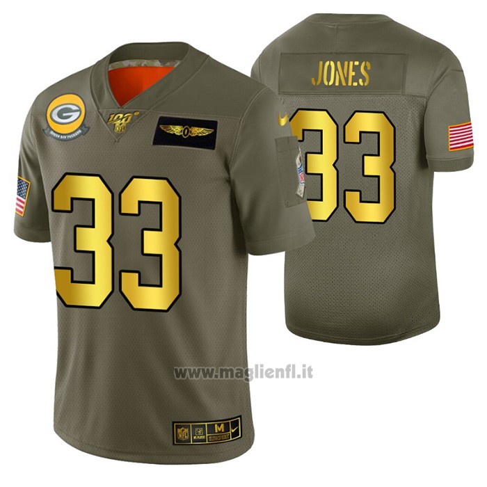 Maglia NFL Limited Green Bay Packers Aaron Jones 2019 Salute To Service Verde
